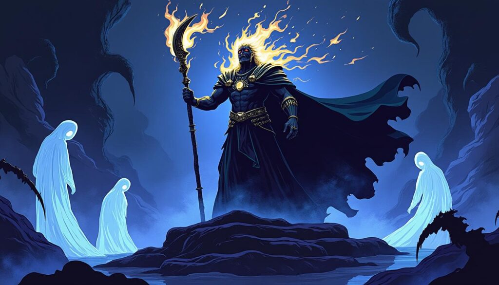 découvrez hadès, seigneur des enfers, maître de l'ombre et du monde des morts, un dieu puissant et mystérieux de la mythologie grecque.