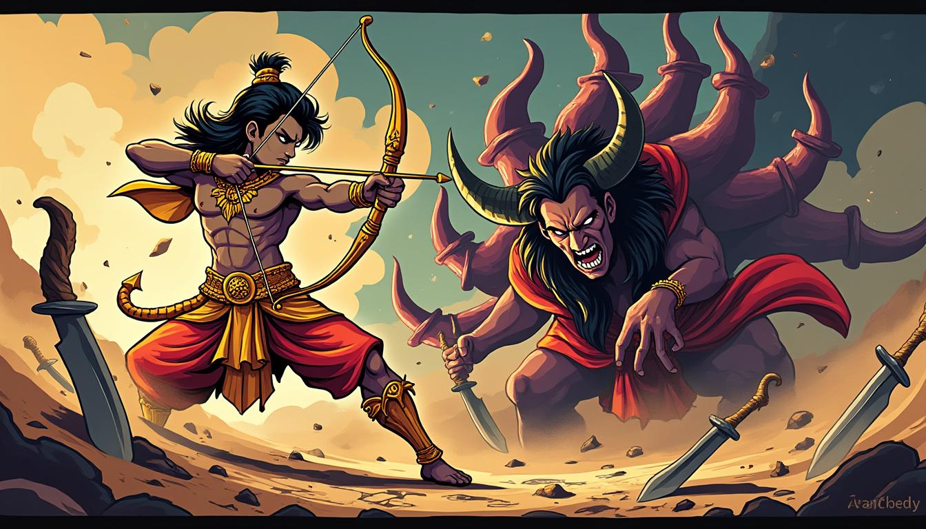 découvrez le ramayana, l'épopée mythique racontant la lutte héroïque de rama contre le démon ravana, symbole du bien contre le mal dans la tradition indienne.