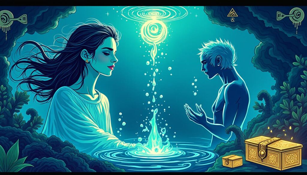 découvrez le rôle de l'eau dans les mythes, symbolisant la mémoire, la purification et les mystères des profondeurs.