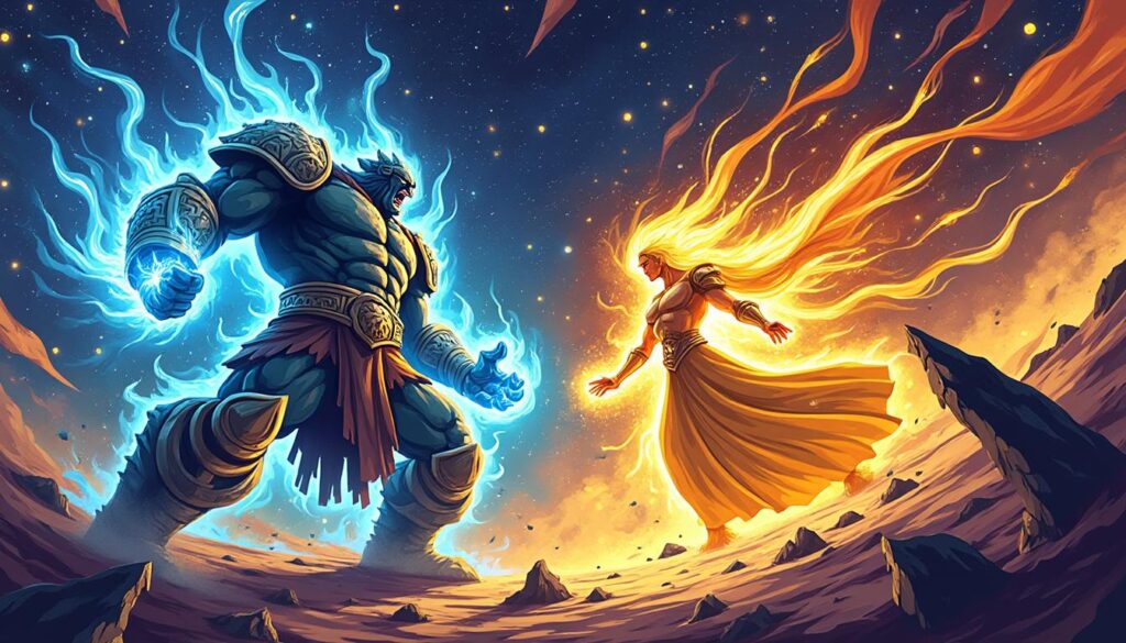 découvrez l'épopée mythologique des titans face aux dieux dans la première guerre du cosmos, une lutte titanesque pour le pouvoir divin et l'équilibre universel.