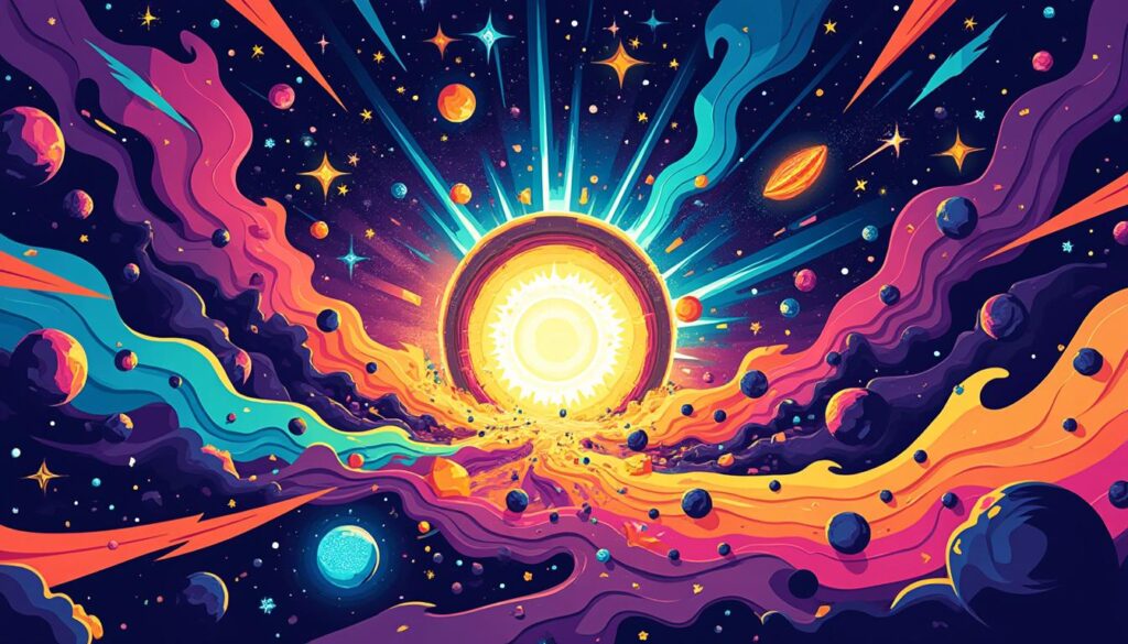 découvrez le mystère du chaos primordial et explorez le vide sacré qui a précédé la création des anciens mondes, un voyage au cœur des origines cosmiques.