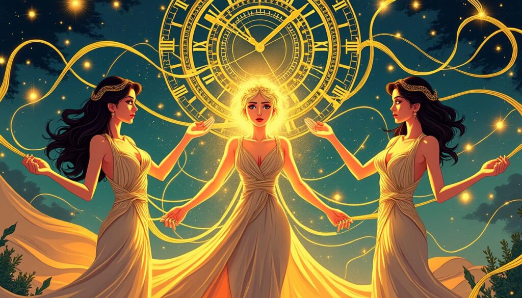 découvrez 'les fils du destin : les tisseuses du sort et les dieux du temps', une plongée captivante dans les mythes où les tisseuses façonnent le destin sous le regard des dieux du temps.