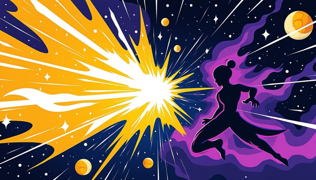 découvrez l'épopée fascinante de la lutte éternelle entre lumière et ténèbres, une guerre cosmique aux forces opposées qui façonnent l'univers.