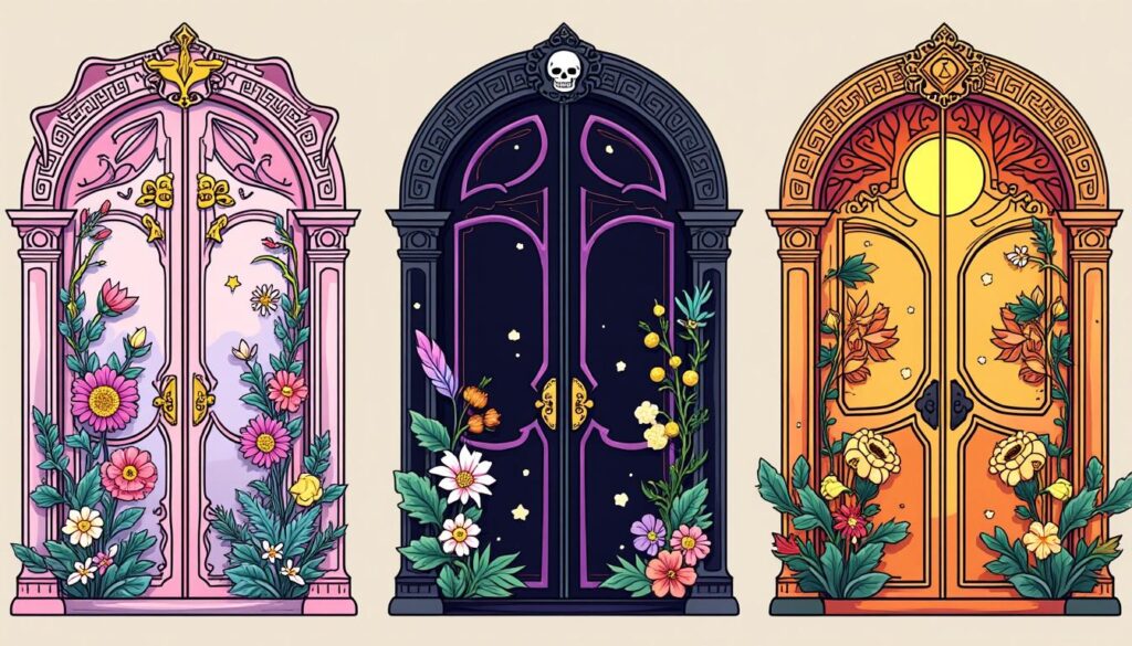 découvrez les secrets des trois portes sacrées du cycle humain : naissance, mort et renaissance, et leur signification profonde dans notre existence.