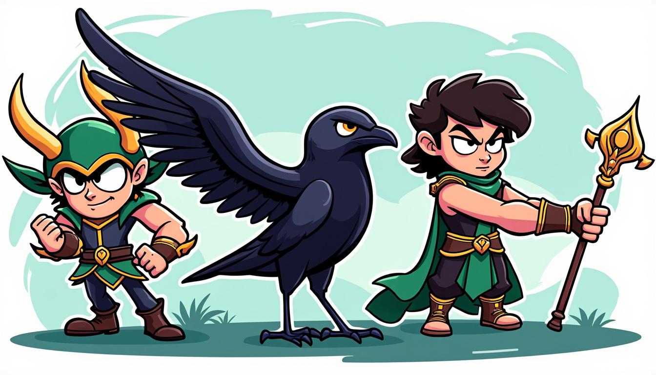 découvrez loki, hermès et le corbeau, les tricksters symbolisant le chaos, le changement et les messages secrets dans les mythologies du monde.