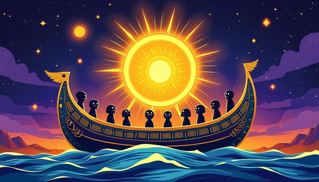 découvrez la barque de râ, symbole du voyage éternel du soleil et des âmes à travers l'au-delà, plongeant dans la mythologie égyptienne et ses mystères fascinants.